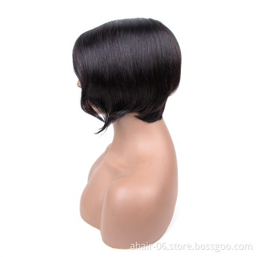 Hot selling Brazilian Remy pexie Short Lace Front Human Hair Wigs For black women for summer